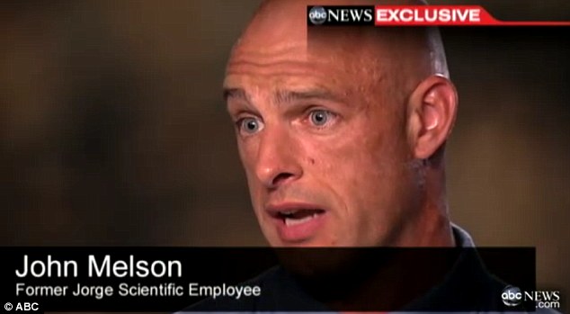 Whistle blower: John Melson, a National Guard sergeant who served in uniform in Iraq and Afghanistan before working for Jorge Scientific, quit after only three months